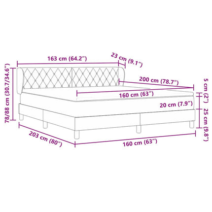Box spring seng med hovedgærde Mørkegrøn 160 x 200 cm Fløjl