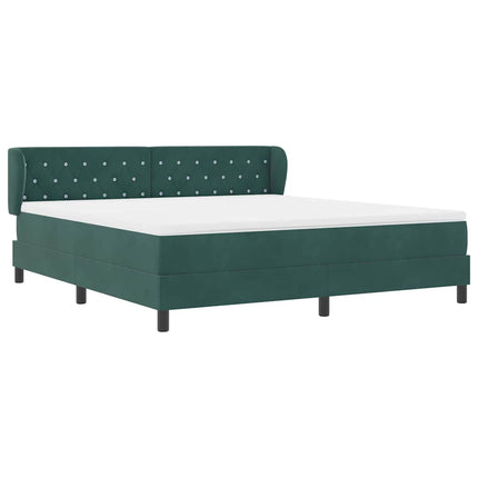 Box spring seng med hovedgærde Mørkegrøn 180 x 200 cm Fløjl