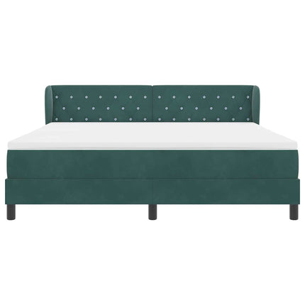 Box spring seng med hovedgærde Mørkegrøn 180 x 200 cm Fløjl