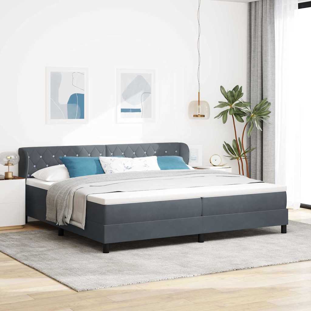 vidaXL Box spring seng med madras Mørkegrå 200 x 200 cm Fløjl