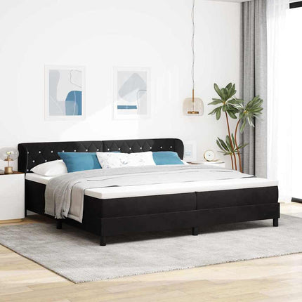 Box spring seng med madras Sort 200 x 200 cm Fløjl