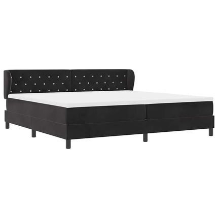 Box spring seng med madras Sort 200 x 200 cm Fløjl