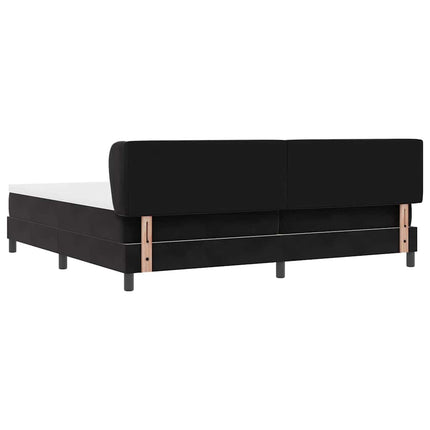 Box spring seng med madras Sort 200 x 200 cm Fløjl