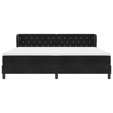 Box spring seng med madras Sort 200 x 200 cm Fløjl