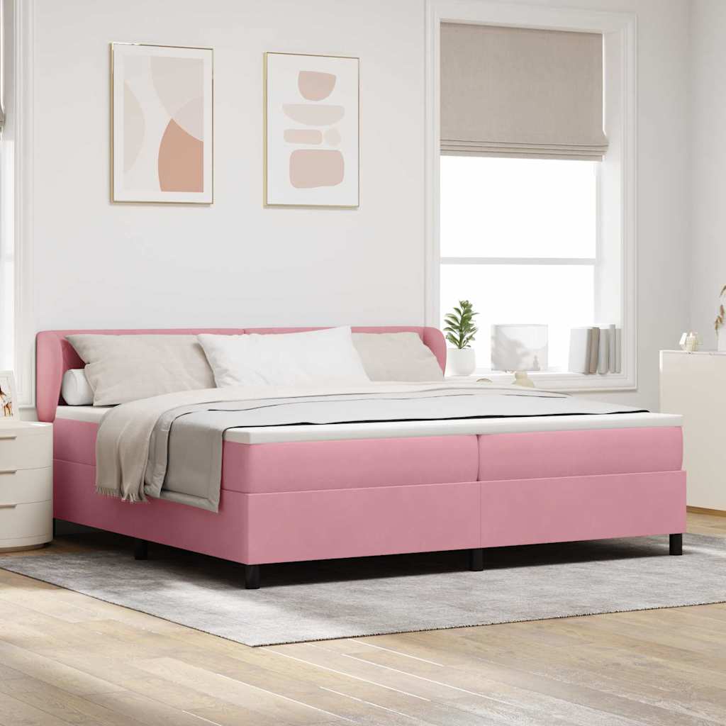 Box spring seng med hovedgrde Lyserd 200 x 200 cm Fljl
