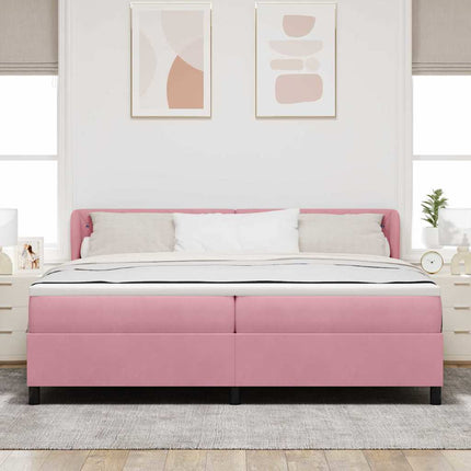 Box spring seng med hovedgærde Lyserød 200 x 200 cm Fløjl