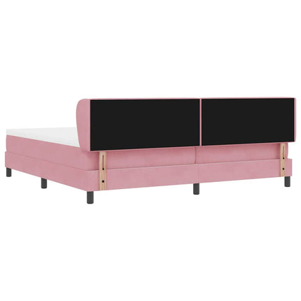 Box spring seng med hovedgærde Lyserød 200 x 200 cm Fløjl