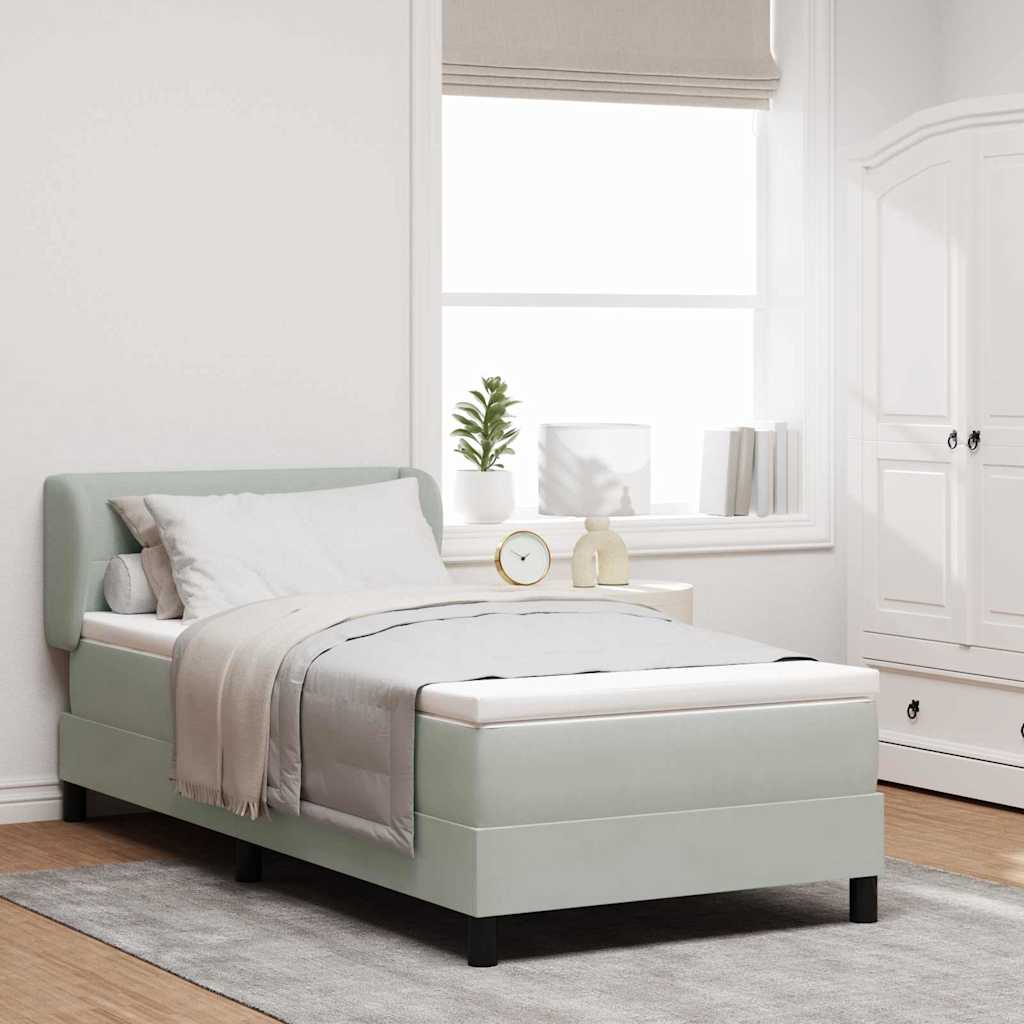 Box spring seng med hovedgrde Lysegr 80 x 200 cm Fljl