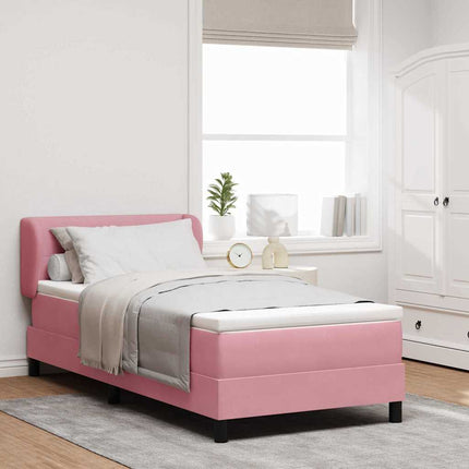 Box spring seng med hovedgærde Lyserød 80 x 200 cm Fløjl