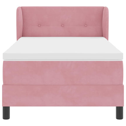 Box spring seng med hovedgærde Lyserød 90 x 190 cm Fløjl