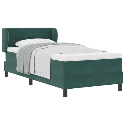 Box spring seng med hovedgærde Mørkegrøn 100 x 200 cm Fløjl