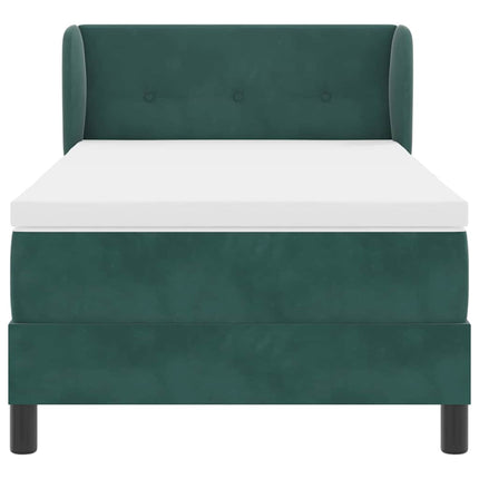 Box spring seng med hovedgærde Mørkegrøn 100 x 200 cm Fløjl