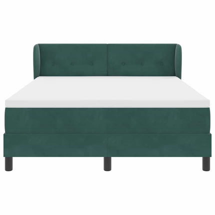 Box spring seng med hovedgærde Mørkegrøn 140 x 190 cm Fløjl