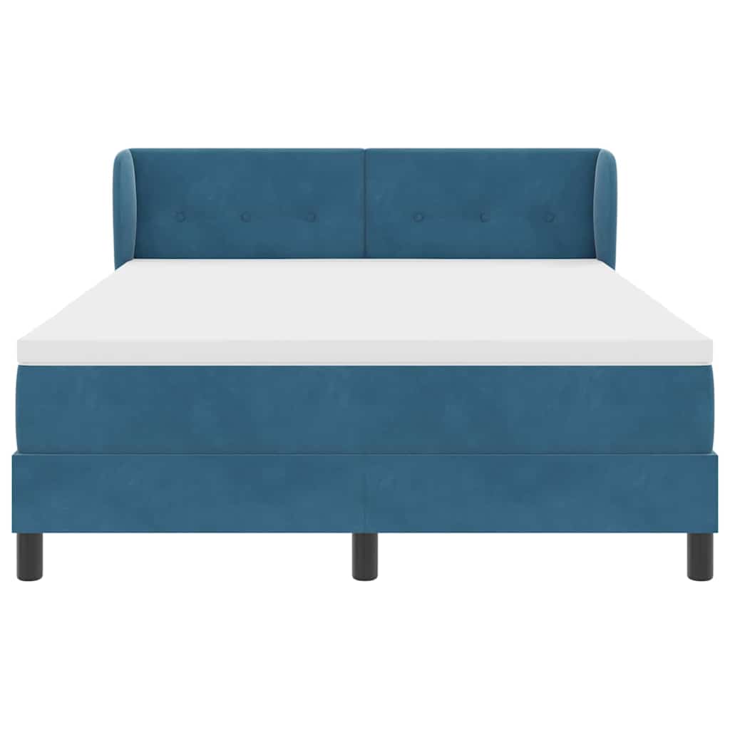 Box spring seng med hovedgærde Mørkeblå 140 x 200 cm Fløjl