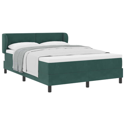 Box spring seng med hovedgærde Mørkegrøn 160 x 200 cm Fløjl