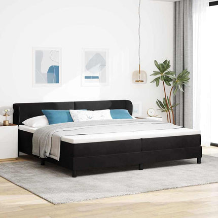 Box spring seng med hovedgærde Sort 200 x 200 cm Fløjl
