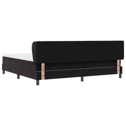 Box spring seng med hovedgærde Sort 200 x 200 cm Fløjl