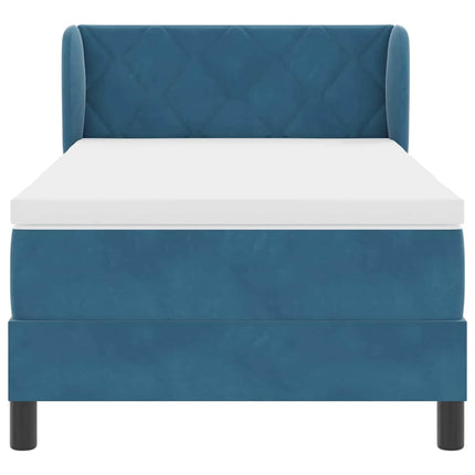 Box spring seng med hovedgærde Mørkeblå 90 x 190 cm Fløjl