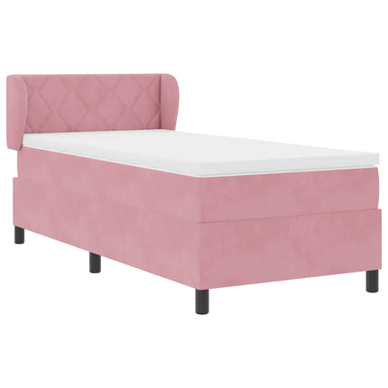 Box spring seng med hovedgærde Lyserød 90 x 190 cm Fløjl