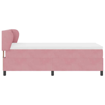 Box spring seng med hovedgærde Lyserød 90 x 190 cm Fløjl