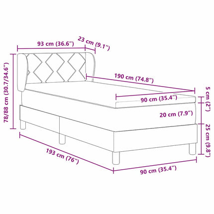 Box spring seng med hovedgærde Lyserød 90 x 190 cm Fløjl