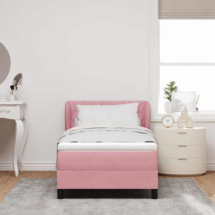 Box spring seng med hovedgærde Lyserød 90 x 200 cm Fløjl