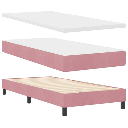 Box spring seng med hovedgærde Lyserød 90 x 200 cm Fløjl