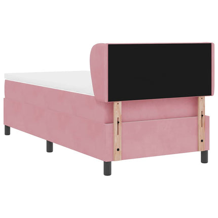 Box spring seng med hovedgærde Lyserød 90 x 200 cm Fløjl