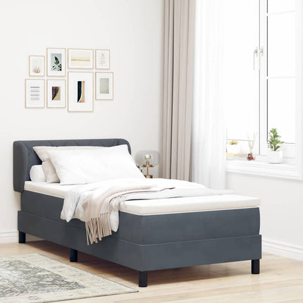 Box spring seng med hovedgærde Mørkegrå 100 x 200 cm Fløjl