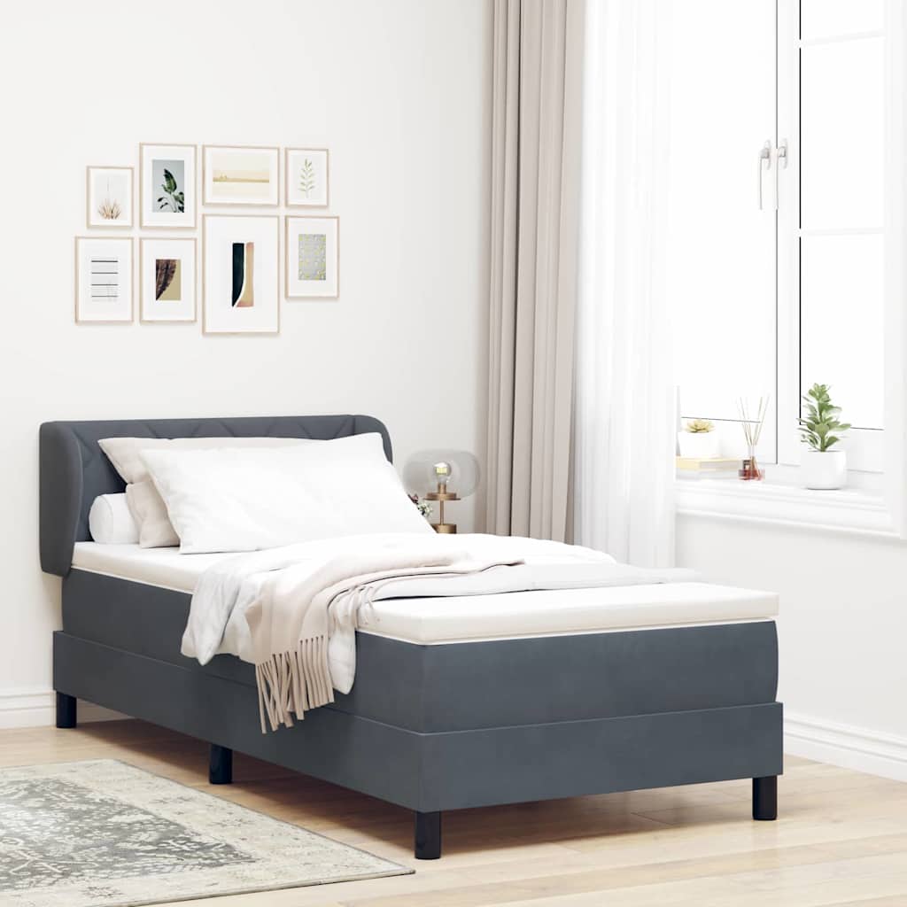 Box spring seng med hovedgrde Mrkegr 100 x 200 cm Fljl