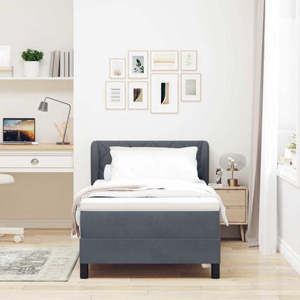 Box spring seng med hovedgærde Mørkegrå 100 x 200 cm Fløjl