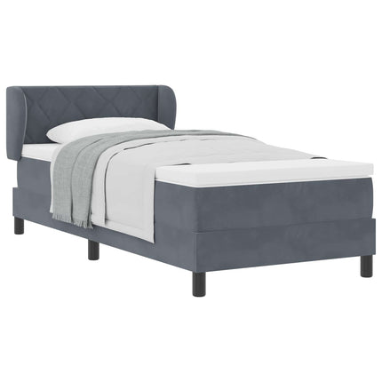 Box spring seng med hovedgærde Mørkegrå 100 x 200 cm Fløjl