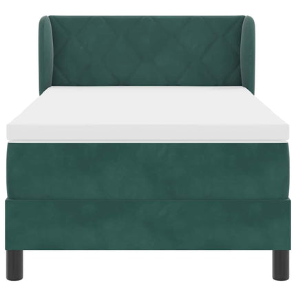 Box spring seng med hovedgærde Mørkegrøn 100 x 200 cm Fløjl