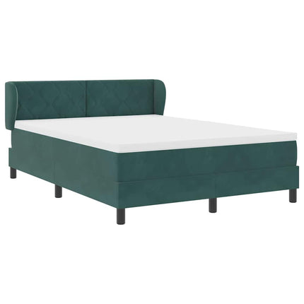 Box spring seng med hovedgærde Mørkegrøn 140 x 190 cm Fløjl