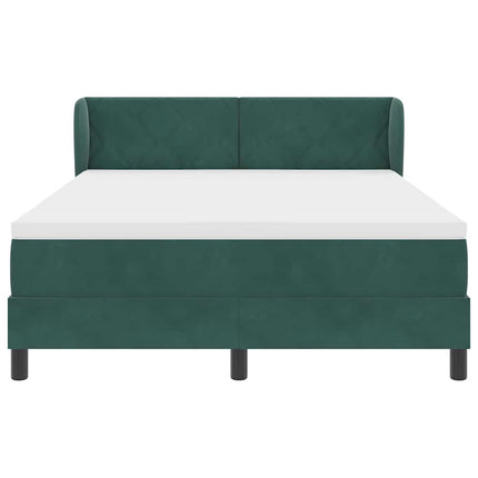 Box spring seng med hovedgærde Mørkegrøn 140 x 190 cm Fløjl