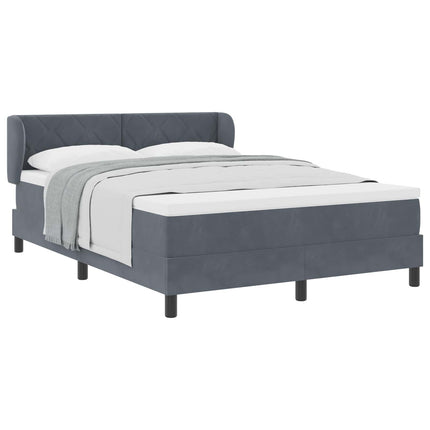 Box spring seng med hovedgærde Mørkegrå 140 x 200 cm Fløjl
