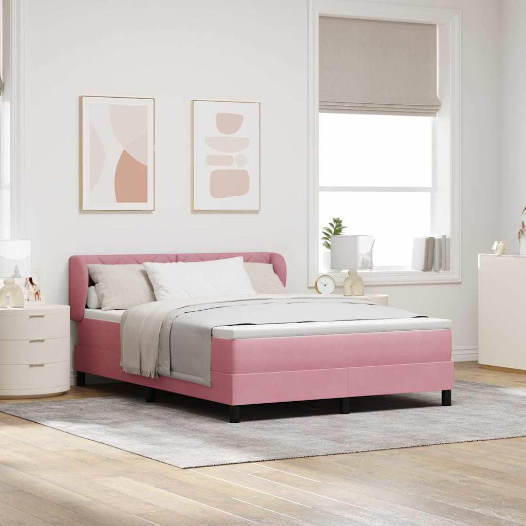 Box spring seng med hovedgrde Lyserd 140 x 200 cm Fljl