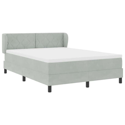 Box spring seng med hovedgærde Lysegrå 160 x 200 cm Fløjl