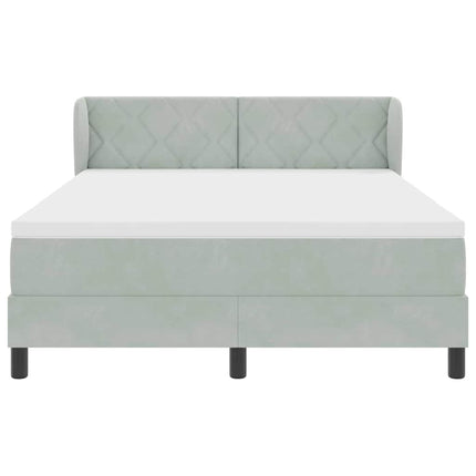 Box spring seng med hovedgærde Lysegrå 160 x 200 cm Fløjl