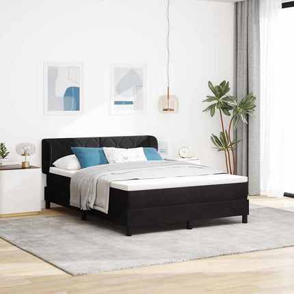 Box spring seng med hovedgærde Sort 160 x 200 cm Fløjl