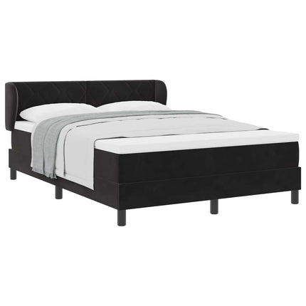 Box spring seng med hovedgærde Sort 160 x 200 cm Fløjl