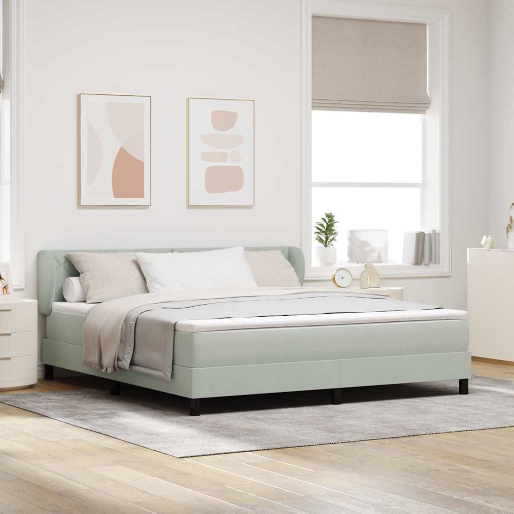 Box spring seng med hovedgrde Lysegr 180 x 200 cm Fljl