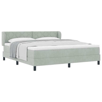 Box spring seng med hovedgærde Lysegrå 180 x 200 cm Fløjl