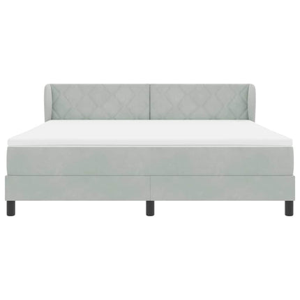Box spring seng med hovedgærde Lysegrå 180 x 200 cm Fløjl