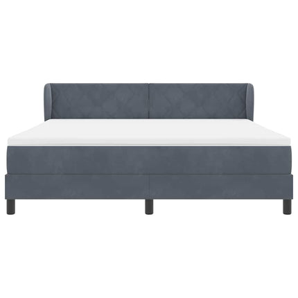 Box spring seng med hovedgærde Mørkegrå 180 x 200 cm Fløjl