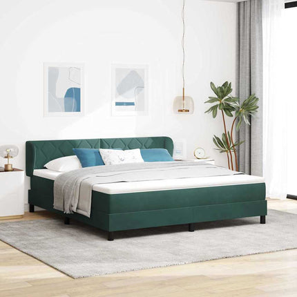 Box spring seng med hovedgærde Mørkegrøn 180 x 200 cm Fløjl