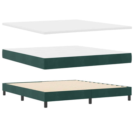 Box spring seng med hovedgærde Mørkegrøn 180 x 200 cm Fløjl