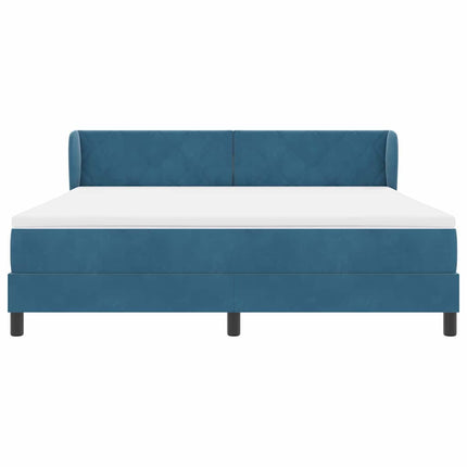 Box spring seng med hovedgærde Mørkeblå 180 x 200 cm Fløjl