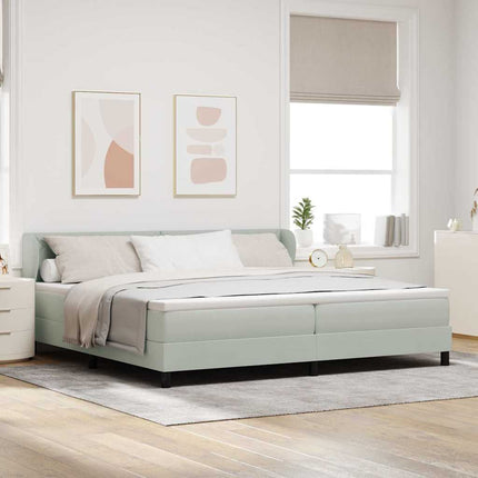 Box spring seng med hovedgærde Lysegrå 200 x 200 cm Fløjl