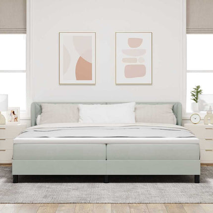 Box spring seng med hovedgærde Lysegrå 200 x 200 cm Fløjl